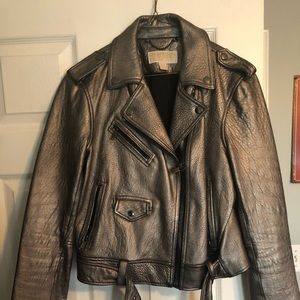 Michael Kors Metallic Leather Moto Jacket